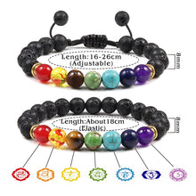 Load image into Gallery viewer, 7 Chakra Bracelet Men Black Lava Tiger Eye Stones Healing Balance Beads Reiki Buddha Prayer Natural Stone Yoga Bracelets Bangles