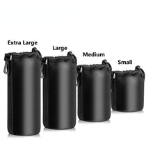 Load image into Gallery viewer, Waterproof Camera Lens Bag Drawstring Bag with S M L XL Size for Canon Sony Nikon DSLR Camera Lens Barrel Case with Hook