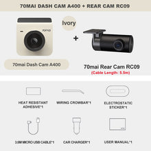 Load image into Gallery viewer, 70mai Dash Cam A400 1440P Resolution 145° FOV Car DVR Dual Channel Front and Back Sight Cam APP Control Multi DVR Car Recorder