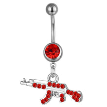 Load image into Gallery viewer, Body Piercing Jewelry Gun-shaped Umbilical Ring Rhinestone Belly Button Nail