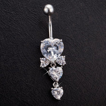 Load image into Gallery viewer, Lady Exquisite Rhinestone Heart Shaped Dangle Belly Button Ring Body Piercing