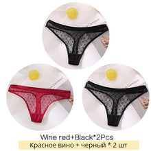 Load image into Gallery viewer, Sexy Lace Thongs Women 3Pcs/set Transparent G-string Panties Dots Lace T-back Underwear Fashion Female Underpants M-XL