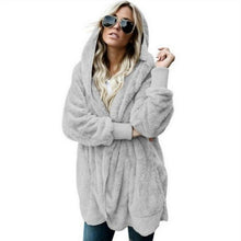 Load image into Gallery viewer, Ladies Fashion Hooded Coat Female Loose Fur Cardigan Coat Women Faux Fur Coat Autumn Winter Warm Jacket Outwear Long Coat