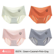 Load image into Gallery viewer, 4Pcs Silk Panties Low-Rise Briefs Women's Underwear Cotton Crotch Sexy Transparent Lingerie