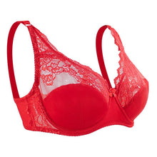 Load image into Gallery viewer, Queenral New Lace Perspective Bra Women Sexy Lingerie Underwire Embroidery Floral Bralette Plus Size