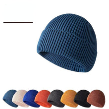 Load image into Gallery viewer, Men's Knitted Hat Acrylic and Cotton Knitted Hat Flanging Winter Outdoors Warm Hat Couple Knitted Hat