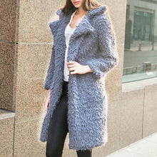 Load image into Gallery viewer, Women's Clothing Fashion Lady's Winter Lamb Long Sleeve Jacket Lapel Furry Midi Coat