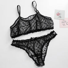 Load image into Gallery viewer, 1 Set Sexy Lingerie Floral Dot Lace Women's Bikini Bra T-back G-string Underwear