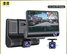 Load image into Gallery viewer, Car DVR 3 Cameras 4.0 Inches Dash Cam Car Video Recorder Auto Registrator Dvrs Dash Cam with 3 Ways Cameras