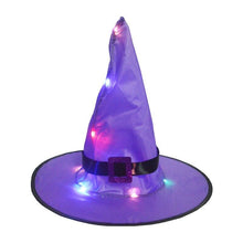 Load image into Gallery viewer, Halloween Glowing Witch Hat Halloween Ornament Festive Party Hat Wizard Hat Party Magician Decoration Props LED Lights