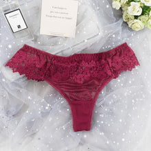 Load image into Gallery viewer, Women Sexy Lace Lingerie Temptation Low-waist Thong Panties Transparent High Quality Embroidery Underwear Female G String