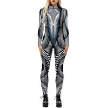 Load image into Gallery viewer, Women Halloween 3D Skeleton Jumpsuit Cosplay Costume Fancy Dress Romper Bodysuit