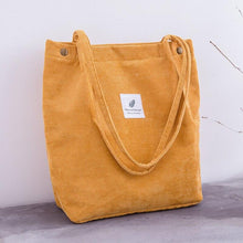 Load image into Gallery viewer, Women Corduroy Casual Shopping Cloth Bag Female Canvas Shoulder Bag Environmental Storage Handbag Reusable Foldable Eco Grocery Totes
