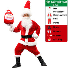 Load image into Gallery viewer, 7pcs/lot Christmas Santa Claus Long Hair Costume Cosplay Birthday Party Adult Fancy Dress In Christmas Men Suit 3XL-6XL