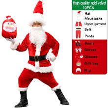 Load image into Gallery viewer, 7pcs/lot Christmas Santa Claus Long Hair Costume Cosplay Birthday Party Adult Fancy Dress In Christmas Men Suit 3XL-6XL