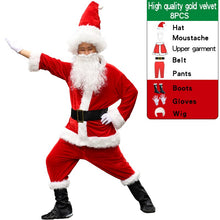 Load image into Gallery viewer, 7pcs/lot Christmas Santa Claus Long Hair Costume Cosplay Birthday Party Adult Fancy Dress In Christmas Men Suit 3XL-6XL