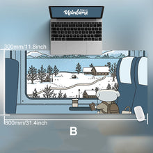 Load image into Gallery viewer, 80X30Cm Cat And Rabbit Hd Thickened Mouse Pad Green Cute Cartoon Animal Personality Oversized Gaming Keyboard Table Mat