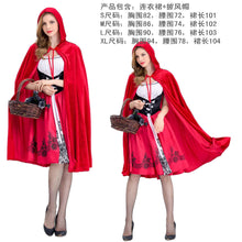 Load image into Gallery viewer, Halloween Costume Cosplay Little Red Riding Hood Character Cosplay Clothes Cloak Little Red Riding Hood Costume