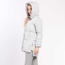 Load image into Gallery viewer, Women Fall Winter Jacket Coat Parka Cotton Medium Long Hooded Solid Color M-2XL