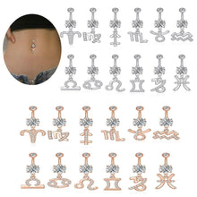 Load image into Gallery viewer, Navel Belly Button Rings Bar Surgical Steel Crystal 12 Constellations Dangle Body Piercing Gift