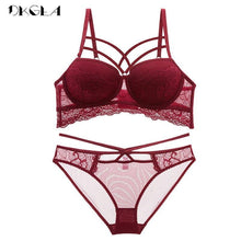Load image into Gallery viewer, DKGEA Top Sexy Bra Push Up Brassiere Bandage Black Women Underwear Set Lace