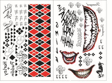 Load image into Gallery viewer, 4pcs/set Waterproof Temporary Tattoo Sticker Skull Joker Clown Pattern Tattoo Water Transfer Body Art Fake Tattoo for Women Men #255337