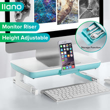 Load image into Gallery viewer, Black Folding Adjustable Monitor Stand Computer Stand with Storage Box and Phone Holder Computer Monitor Desktop Heightening Shelf