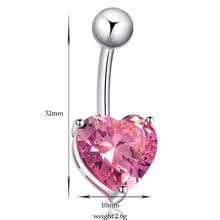 Load image into Gallery viewer, Fashion Heart Belly Button Ring Gold/Silver Plated Surgical Belly Button Piercing Body Jewelry