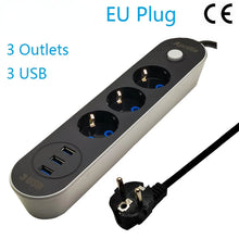 Load image into Gallery viewer, Plug Household Charger Power Strip Universal Extension Cord Charging Overload Protection 3 USB Ports Socket 10A 250V Square