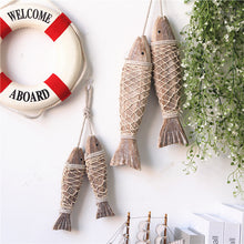Load image into Gallery viewer, Wooden Antique Carving Fish Kebabs Large Mediterranean Creative Retro Distressed Wall-Mounted Ornaments