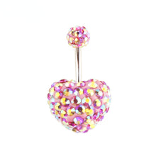 Load image into Gallery viewer, Heart Double Side Belly Piercing Rings Surgical Steel Crystal Disco Ball Belly Button Ring Navel Piercing Body Jewelry