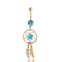 Load image into Gallery viewer, Dreamcatcher Navel Ring Navel Stud Navel Decoration Belly Dance Accessories Turquoise Belly Ring