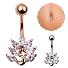 Load image into Gallery viewer, Belly Umbilical Ring Creative Peacock Zircon Navel Decoration Umbilical Ring Piercing Jewelry
