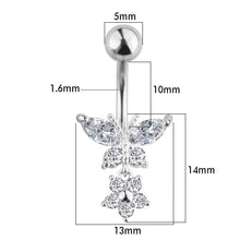 Load image into Gallery viewer, \Belly Umbilical Ring Creative Butterfly Zircon Navel Decoration Umbilical Ring Piercing Jewelry