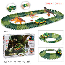 Load image into Gallery viewer, Dinosaur Rail Car DIY Assembling Building Blocks Scene Electric Track Racing Car Science and Education Children's Toys