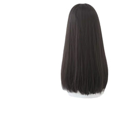 Load image into Gallery viewer, Wig Women's Long Hair Natural Full-Head Wig Black Long Straight Long Straight Hair Natural Air Bangs Head Cover Net Red Medium Long Hair