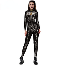 Load image into Gallery viewer, Halloween Cosplay Skeleton Print Catsuits Long Sleeves Slim Bodywear Carnival Cosplay One-piece Costumes Cropped Pants