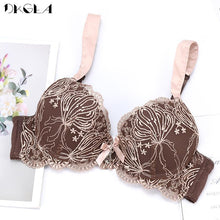 Load image into Gallery viewer, DKGEA Embroidery Push Up Bra Sexy Red Women Underwear A B C Cup