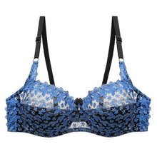 Load image into Gallery viewer, Women Lace Embroidery Sexy Transparent Women Underwear Bra Plus Size Brassiere Bralette Color Patchwork Bra
