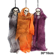 Load image into Gallery viewer, 30cm Halloween Skull Gauze Pendant Halloween Hanging Ghost Haunted House Hanging Horror Props Home Door Halloween Decorations