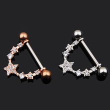 Load image into Gallery viewer, Five-Pointed Star Nipple Ring Popular Stainless Steel Zircon Nipple Ring