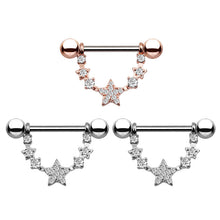 Load image into Gallery viewer, Five-Pointed Star Nipple Ring Popular Stainless Steel Zircon Nipple Ring