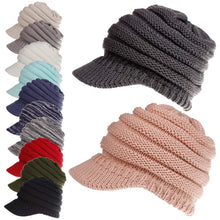 Load image into Gallery viewer, Women's Knitted Baseball Cap No Car Logo Open Ponytail Hat Men's and Women's Hats Skiing Sports Cap