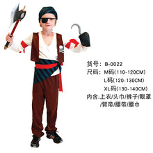 Load image into Gallery viewer, Halloween Children's Pirate with shoes hat belt Costume Ball Shows Costumes Boys and Girls Caribbean Pirate Captain Clothes Sets