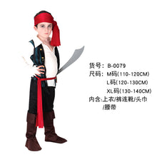 Load image into Gallery viewer, Halloween Children's Pirate with shoes hat belt Costume Ball Shows Costumes Boys and Girls Caribbean Pirate Captain Clothes Sets