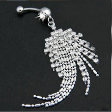 Load image into Gallery viewer, Piercing Jewelry Cross Diamond Belly Ring Alloy Pendant Navel Stud Navel Decoration