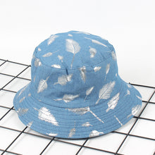 Load image into Gallery viewer, Vintage Feather Print Bucket Hat Trendy Men and Women Double-Sided Sun Hat Casual Couple Flat Top Bucket Hat