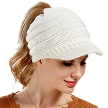 Load image into Gallery viewer, Women's Knitted Baseball Cap No Car Logo Open Ponytail Hat Men's and Women's Hats Skiing Sports Cap