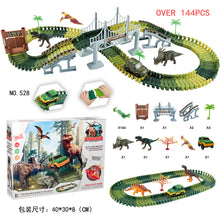 Load image into Gallery viewer, Dinosaur Rail Car DIY Assembling Building Blocks Scene Electric Track Racing Car Science and Education Children's Toys