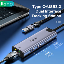 Load image into Gallery viewer, RJ45 Ethernet adapter with USB Hub and Gigabit Ethernet Port 1000Mbps【Type-C + USB 3.0 2-in-1 Dual Interface / with Type C power supply interface】